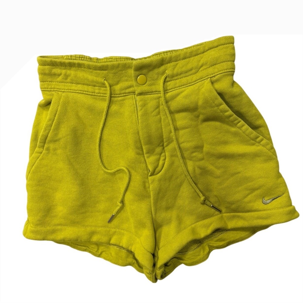 Nike Sportswear XS Chill Terry Snap Waist French Shorts High Rise Volt Green